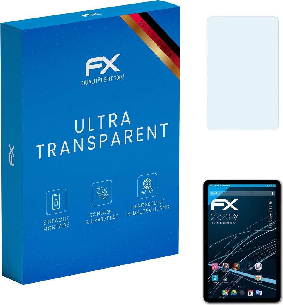 atFoliX FX-Clear 2x Schutzfolie kompatibel mit Oppo Pad Air Displayschutzfolie