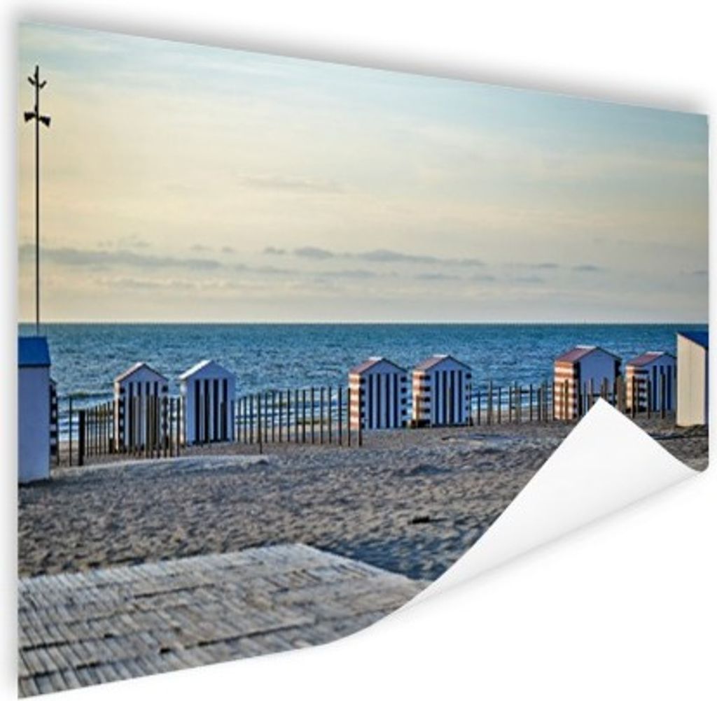 Poster - 60x40 cm - Strand an der Nordsee mit Ferienhäusern - Modernes Wandbilder - Meer und Strand