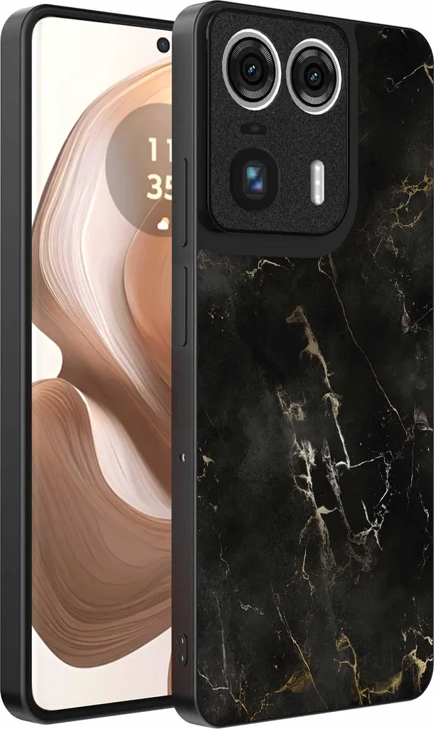 Custodia TPU Motorola Edge 50 Ultra Marmo Nero | Anti-Urto Sottile