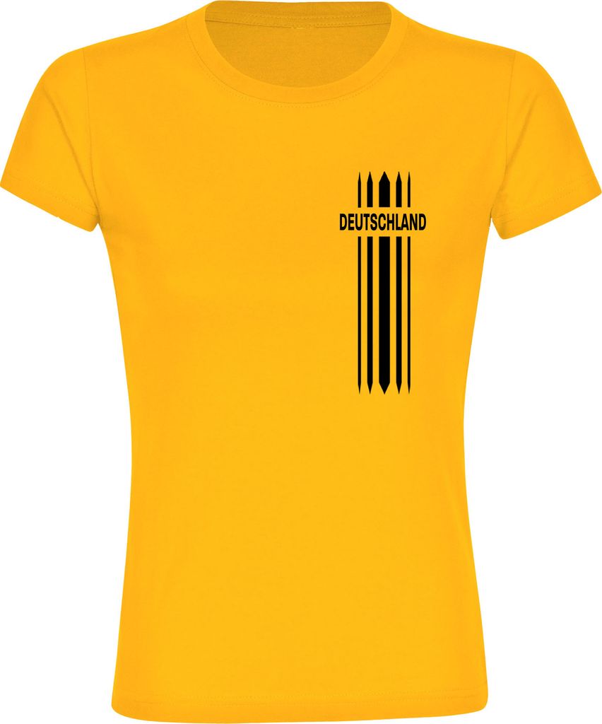 multifanshop Damen T-Shirt - Deutschland - Streifen, gelb, Größe S