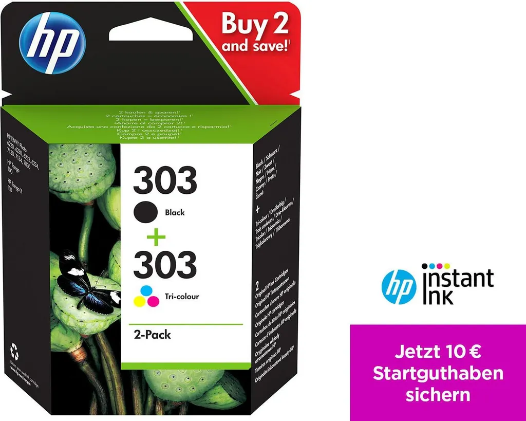 Confezione 2 Cartucce HP 303 Originali Nero e Tricromia 3YM92AE - 35