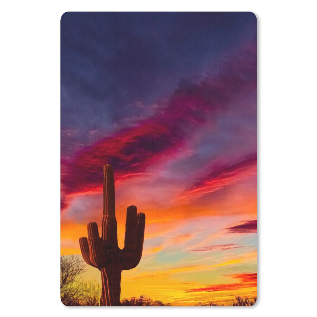 MuchoWow Mauspad Mousepad Kaktus - Himmel - Sonnenuntergang - Lila - Rosa 40x60 cm - Mousepads - Maus Mat - Pad - Mausunterlage - Schreibtisch Ac...