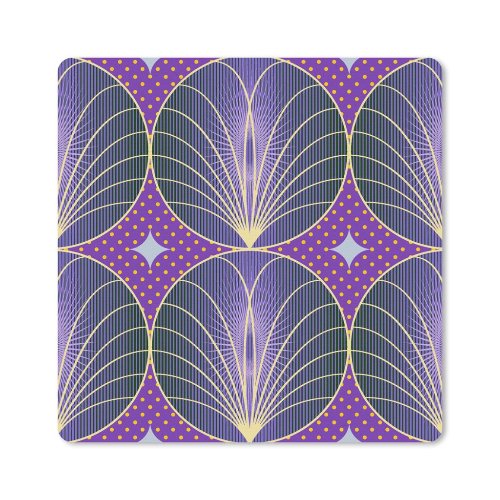 MuchoWow Mauspad Mousepad Muster - Kreis - Lila - Jahre 20s 20x20 cm - Mousepads - Maus Mat - Pad - Mausunterlage - Desk Mat - Bureauartikeln