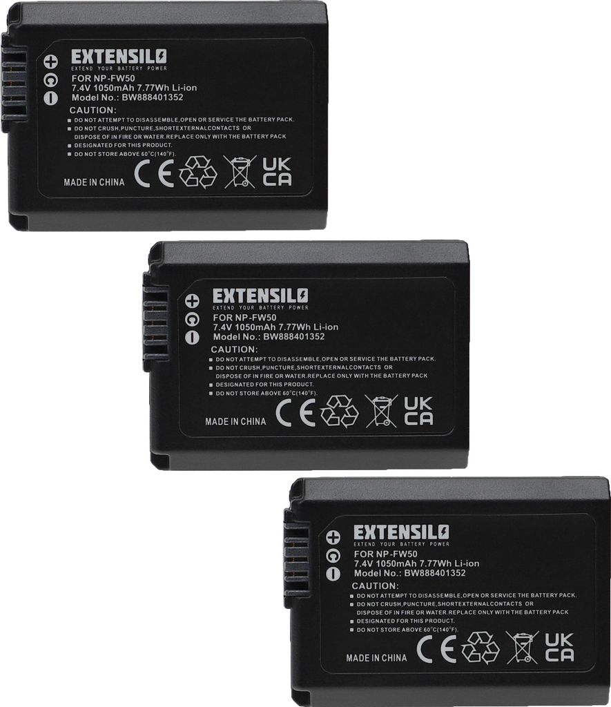 EXTENSILO 3x Akku kompatibel mit Sony ZV-E10, RX1R III Produktbild 