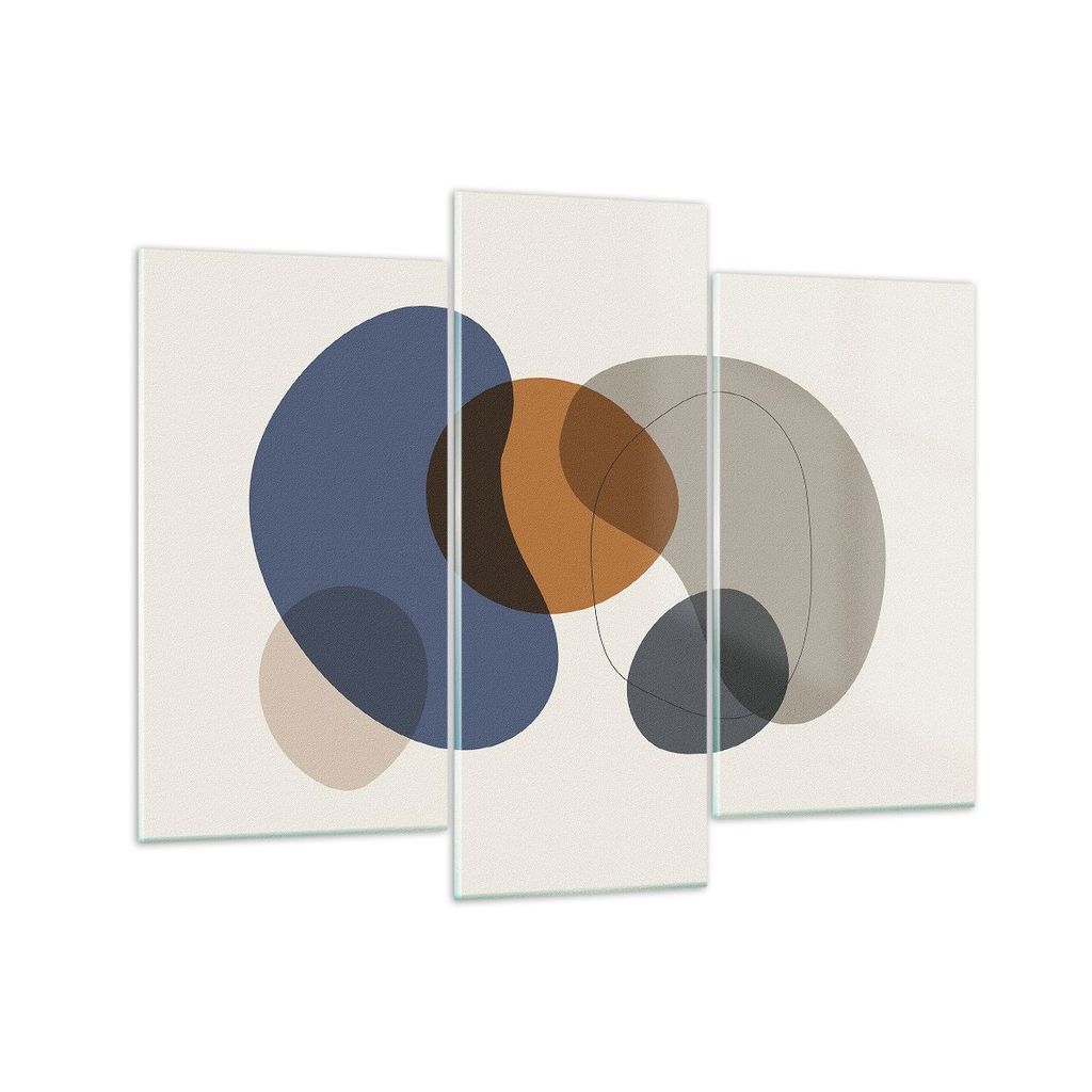 Bilder auf glas - 3 Teile - Boho Flecken abstrakt - 130x100cm - Glasbilder - Wandbilder - Bilder - zum Aufhängen bereit - Wanddekoration aus Glas ...