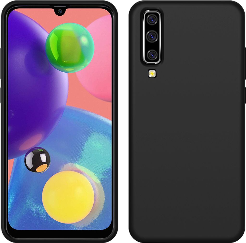 Galaxy A70S Hülle, LaimTop Slim Flüssig Silikon Soft Gel Gummi Stoßfest Kratzfest Schutzhülle für Samsung Galaxy A70 / A70S Schwarz