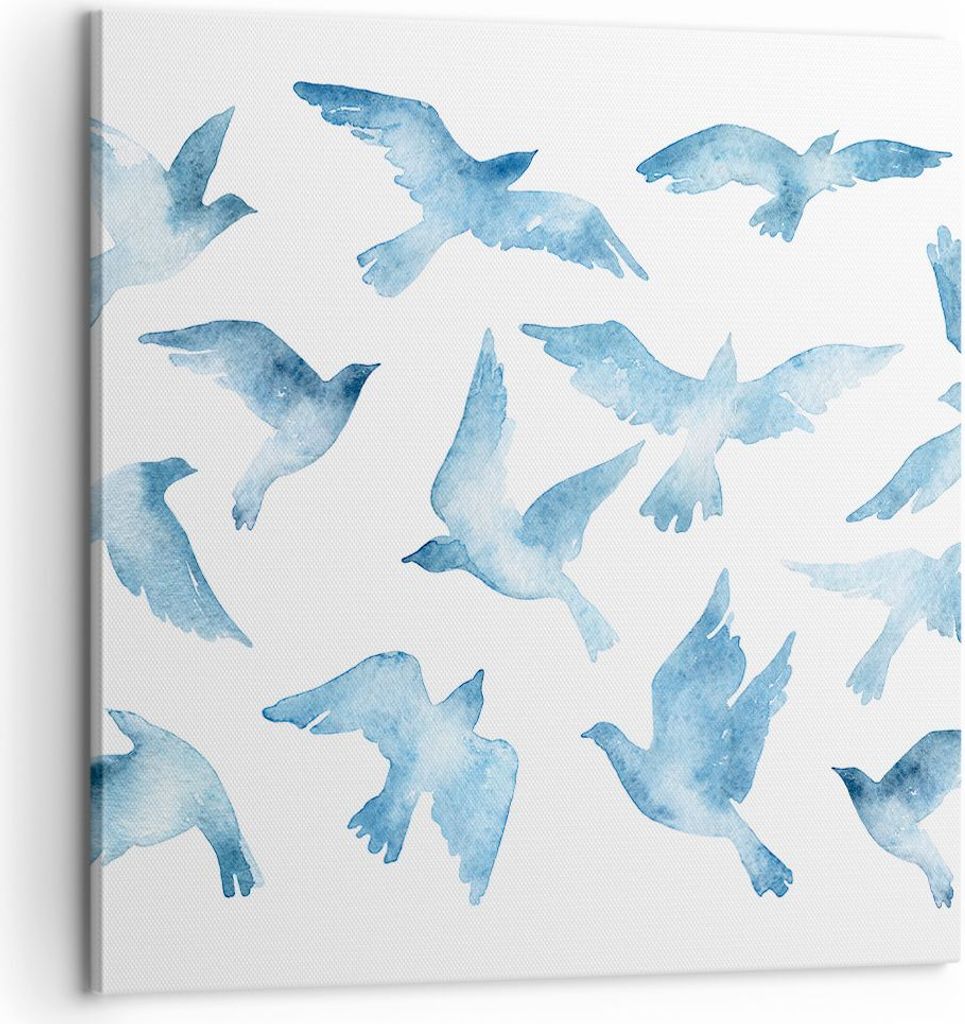 Bild auf Leinwand - Leinwandbild - Vögel digital Wolke Taube - 60x60cm - Wand Bild - Wanddeko - Leinwanddruck - Bilder - Kunstdruck - Wanddekorati...