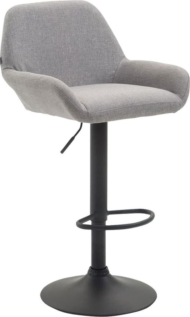 Barhocker Stoff - Sitzhocker - Lackierte Rückenlehne - Höhenverstellbar | Farbe: Grau | Grundfarbe: Schwarz
