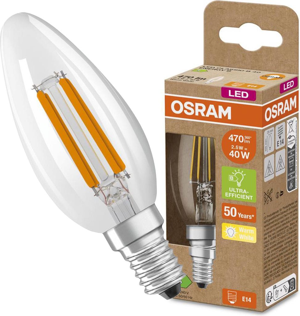 Osram AC45270, 2,5 W, 40 W, E14, 470 lm, 50000 h, Ciepłe Zdjęcie produktu 