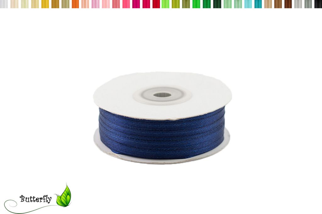 Satinband 3mm x 91m Rolle, Farbe:112 dunkel blau Produktbild 