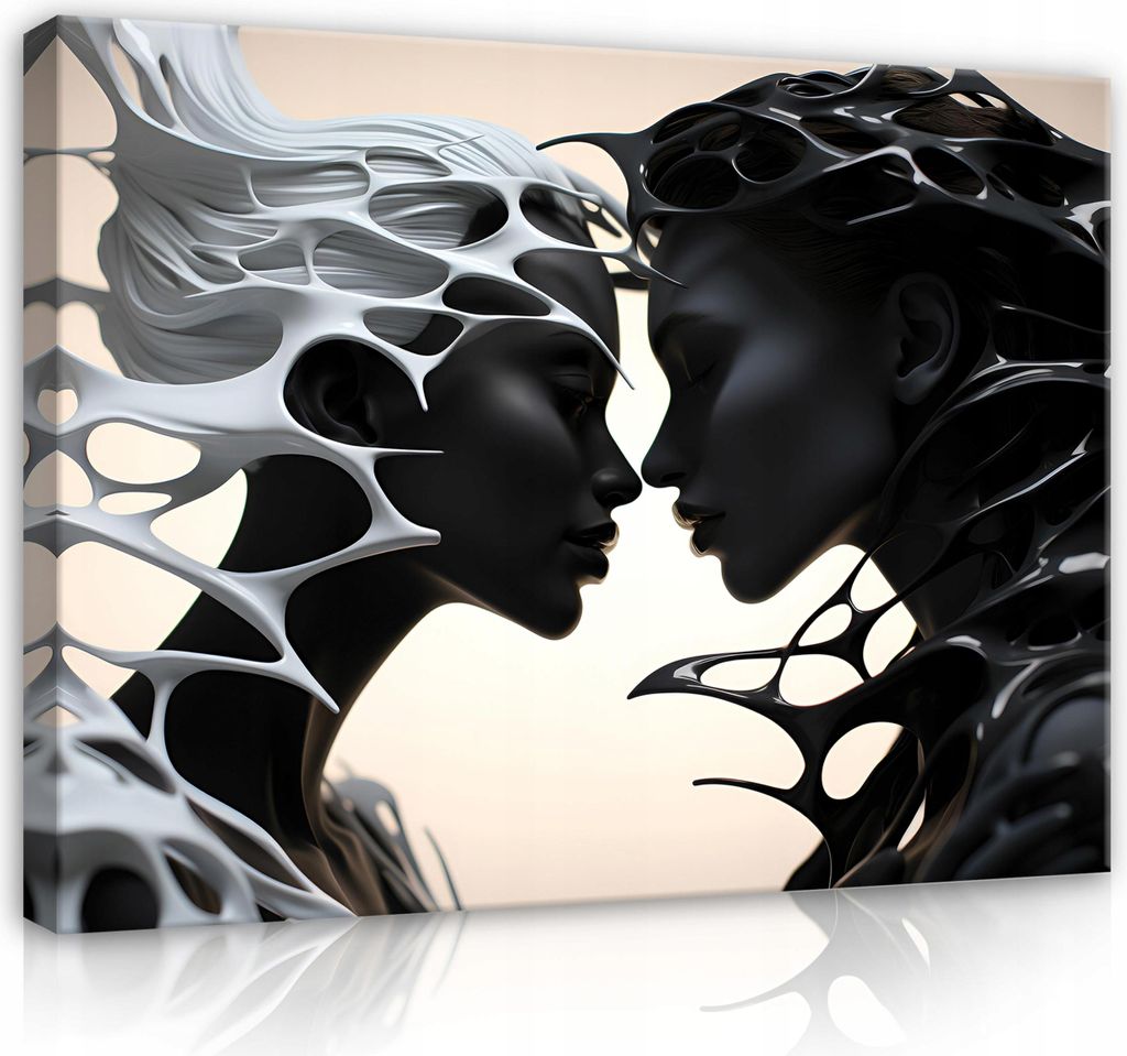 Leinwandbilder Abstrakt schwarz und weiß Frau 120x80 cm XXL Modern Canvas Bild auf Leinwand Bilder Leinwandbild Wandbilder Wohnzimmer Schlafzimmer