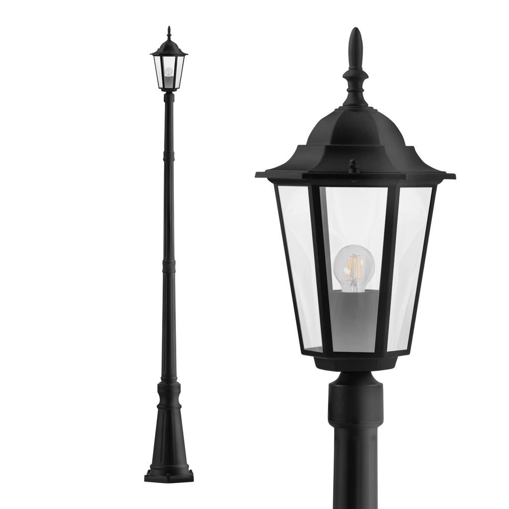 LED Gartenleuchte 229cm E27 max 60W IP44 Mastleuchte Schwarz
