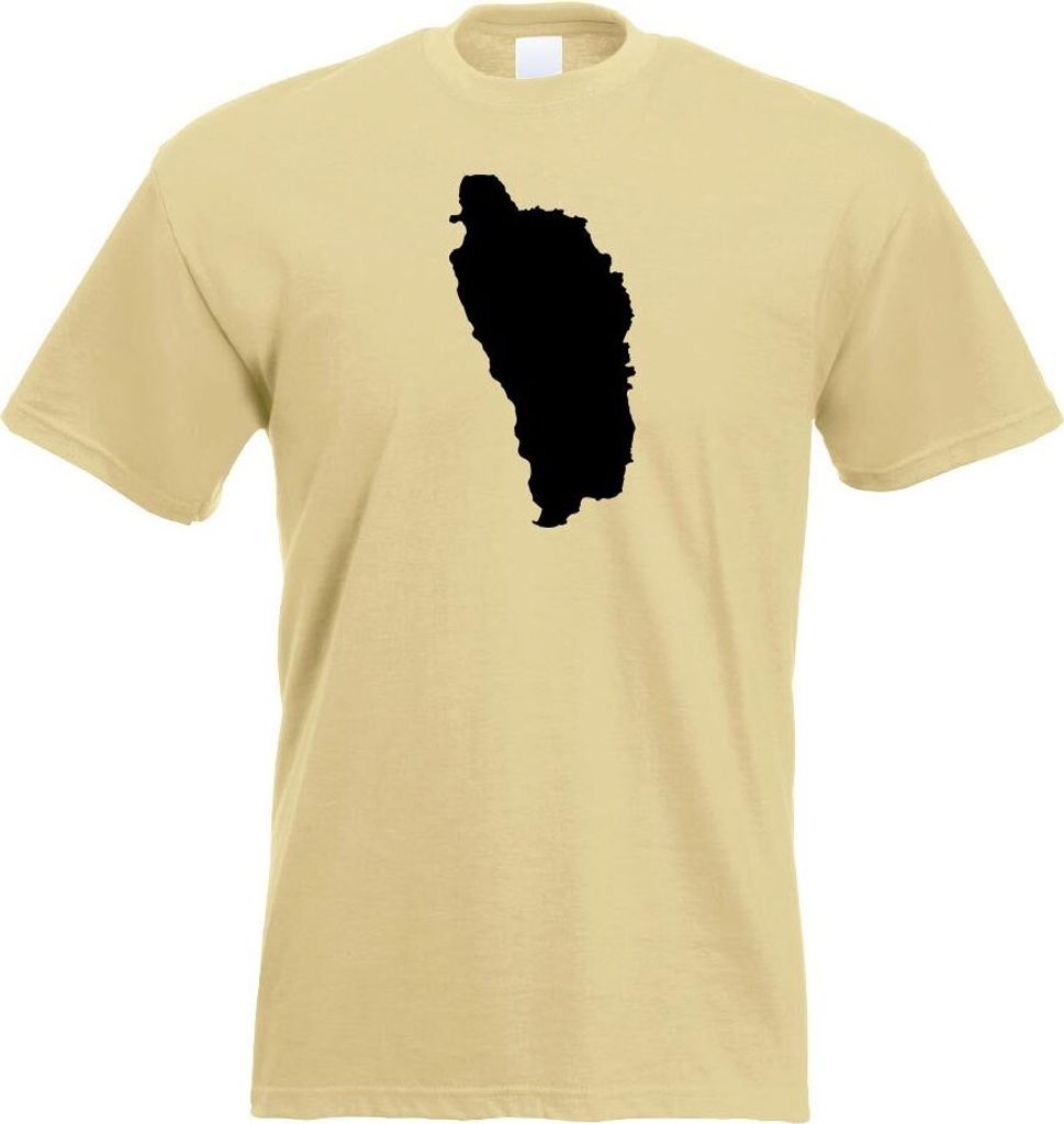 Kiwistar - T-Shirt - Khaki - Dominica Umriss Kontur Herren Funshirt Bedruckt Design Sprüche Spruch Motive - mit Motiv Bedruckt - Funshirt Design -...
