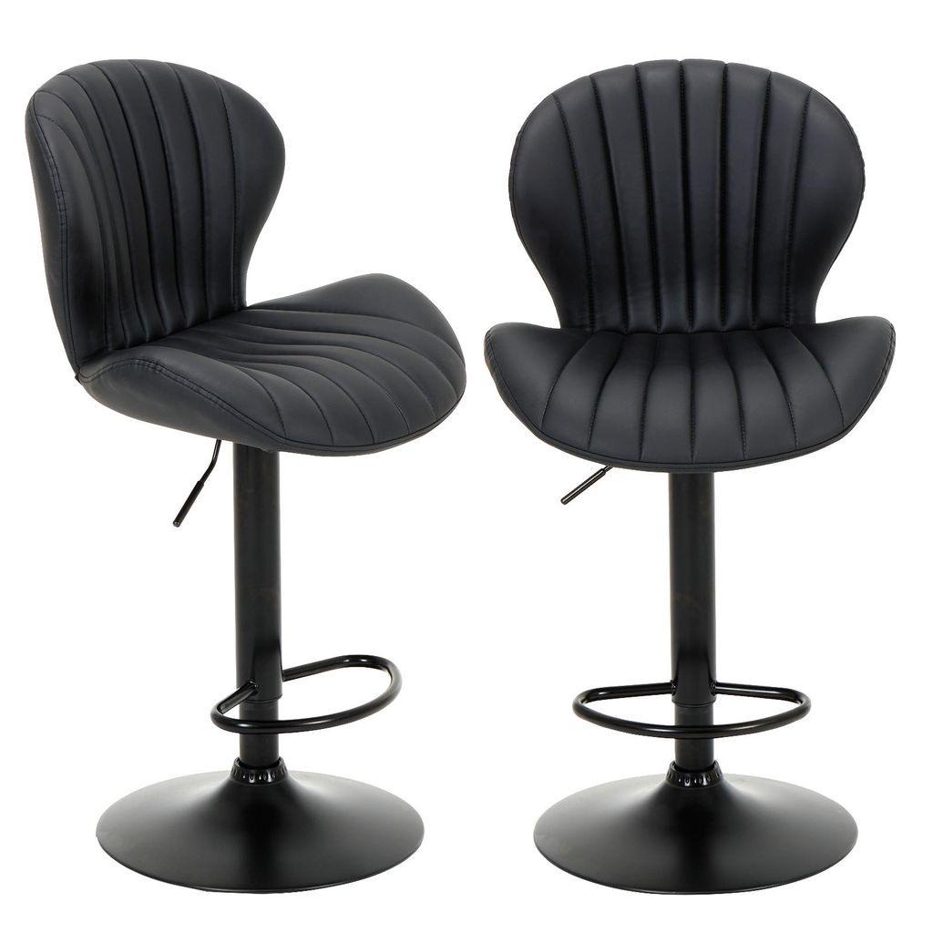 COLAMY 2er-Set moderne drehbare Barhocker – Höhenverstellbare Hocker aus Kunstleder mit hoher Rückenlehne, ideal für Theke, Kücheninsel oder ...