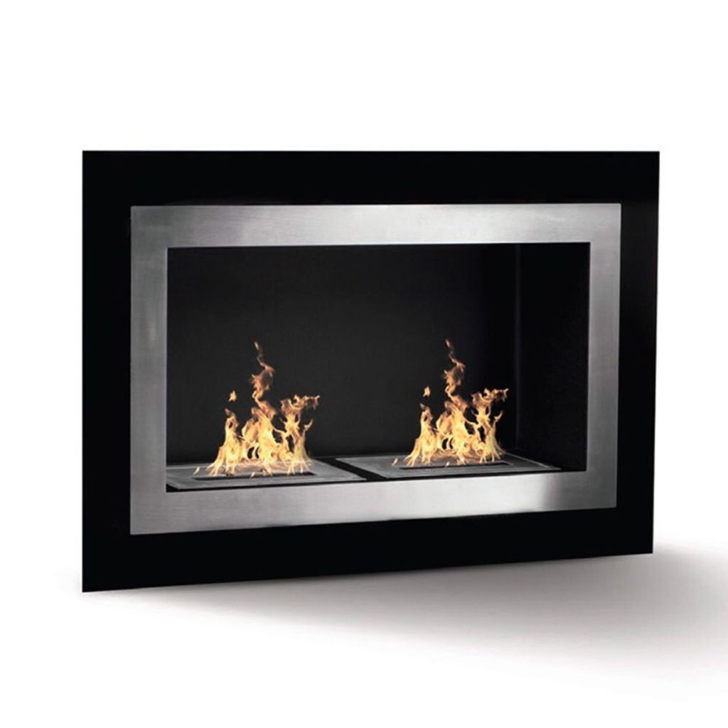 Moderner Wandeinbau-Bioethanol-Kamin Schwarzglas Edelstahl Pechino