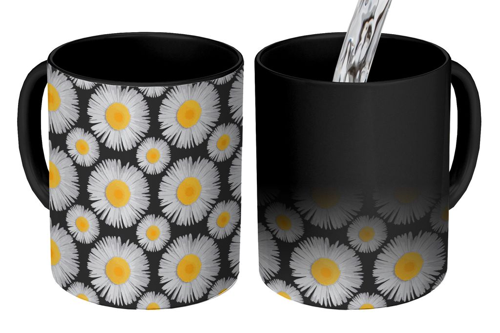 KitchenYeah Zauber Tasse Zaubertasse Magic Muster - Gänseblümchen - Blumen - Mädchen - Kinder - Kinder 350 ml Farbwechsel Becher Geschenk Gesc...