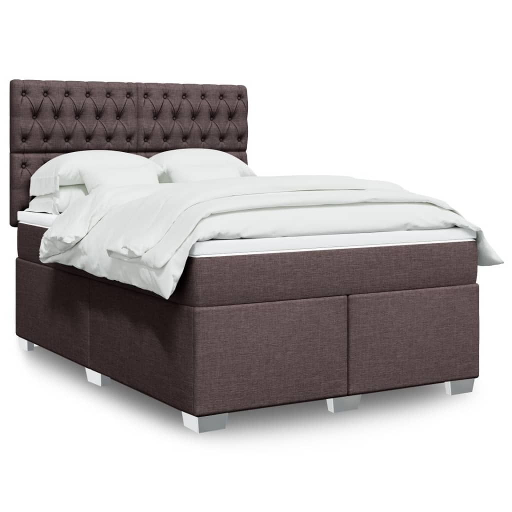 Design Boxspringbett mit Matratze Dunkelbraun 140x190 cm Stoff, Klassische Betten 2024 Neu