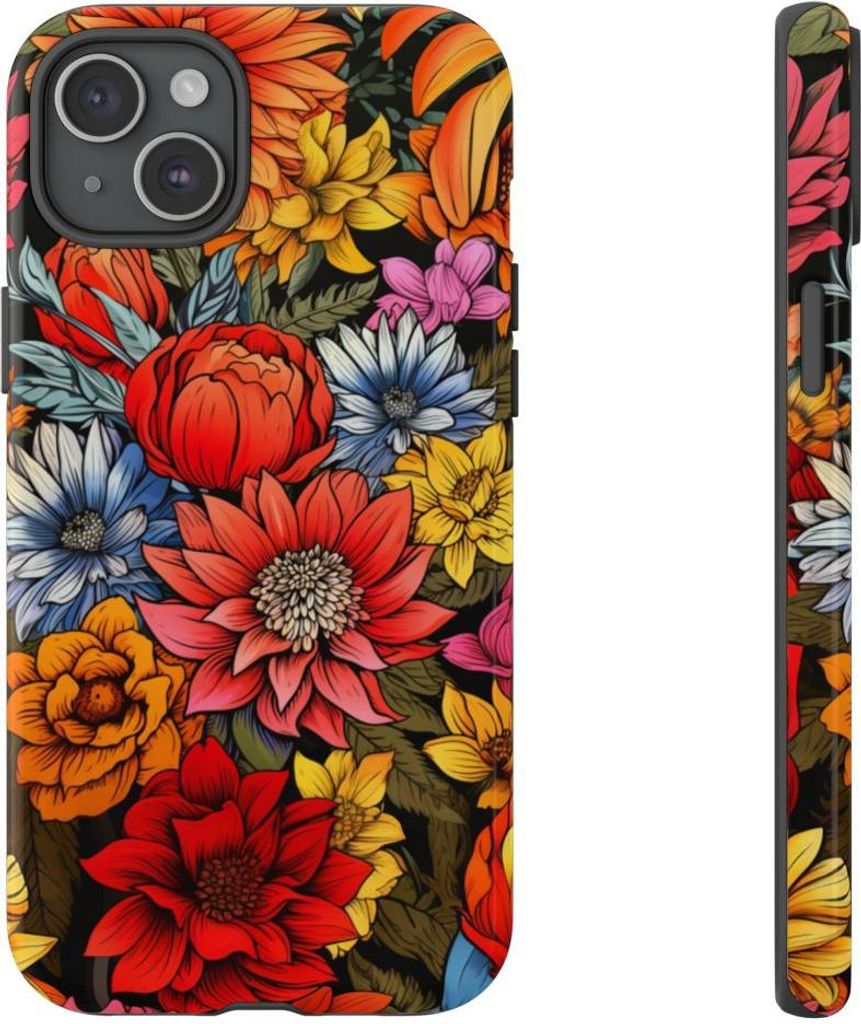 Lebhaftes Blumenmuster – Hülle Kompatibel mit iPhone 15 Plus