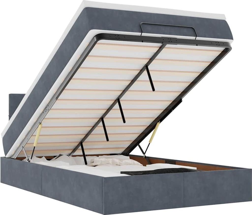 vidaXL Ottoman-lit avec matelas & LED gris foncé 120x200 cm Image du produit 