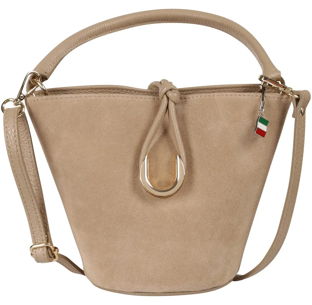 Sac à main Florence en daim taupe avec finitions premium pour femme
