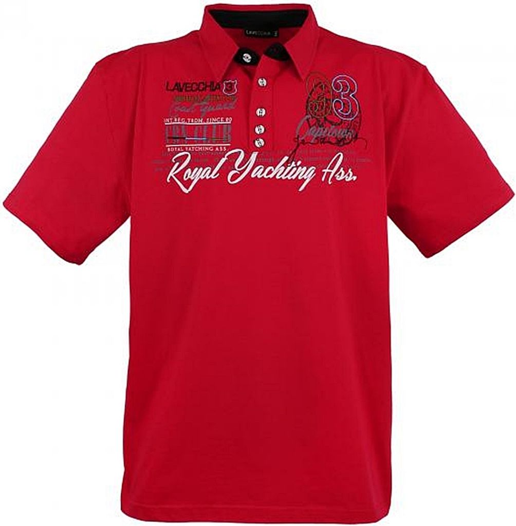 Übergrössen Hippes Poloshirt Kurzarm LAVECCHIA Rot 4XL