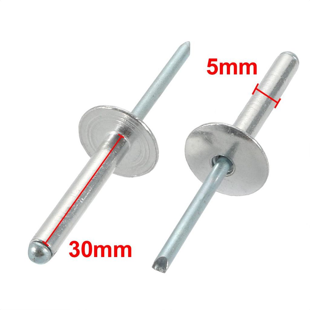 40Stk.Aluminum Offenes Ende Gro? Flansch Blind Nieten 5mm x 30mm