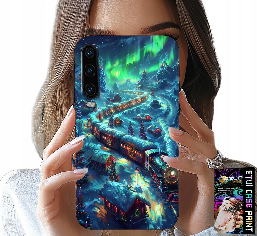 Custodia Antiurto Huawei P30 Natalizia Treno con Vetro 9H Premium