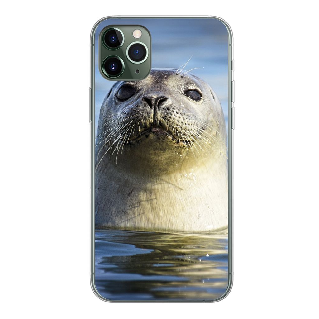 MuchoWow Handyhülle Schutzhülle Hülle für iPhone 11 Pro Max Siegel - Porträt - Wasser Silikon Softcase Handy Hülle - Schutz