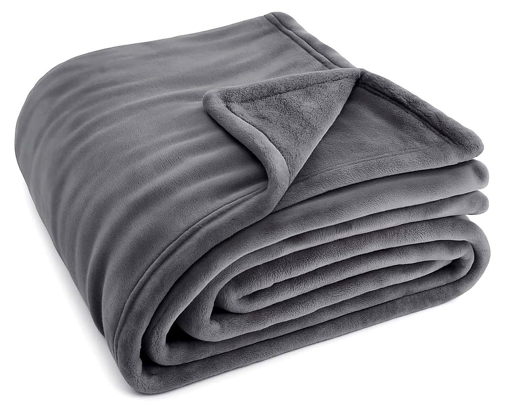 Fleecedecke in 220x240 cm - Anthrazit - Weiche und warme Wohndecke, Ganzjahresdecke waschbar, Sofadecke