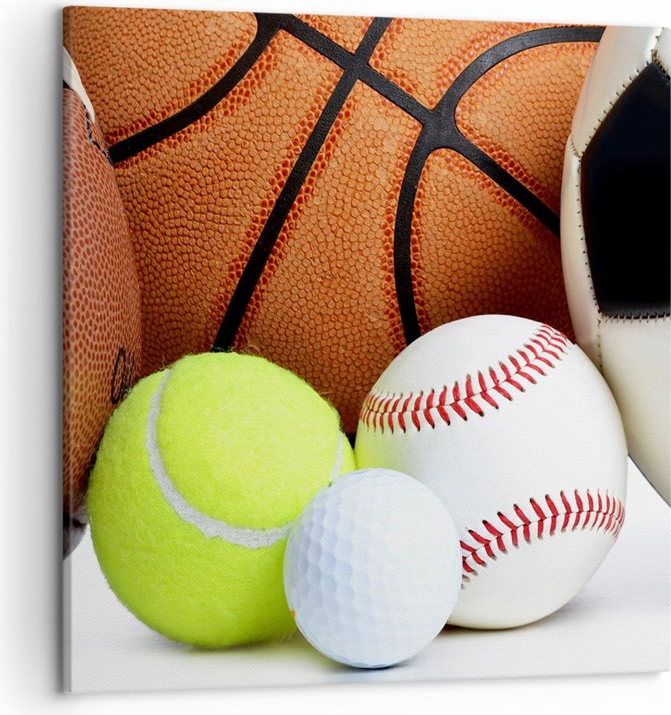 Bild auf Leinwand - Leinwandbild - Fußball Ball Sport Golf - 50x50cm - Wand Bild - Wanddeko - Leinwanddruck - Bilder - Kunstdruck - Wanddekoration...