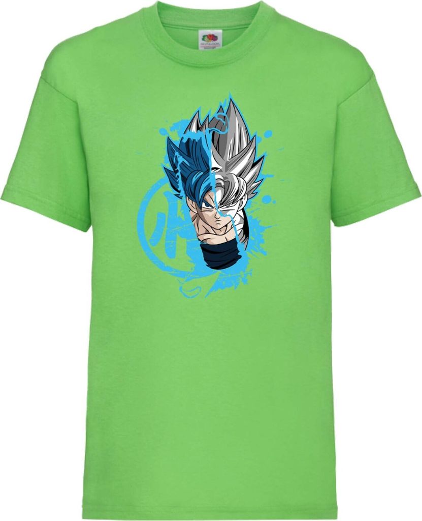 Kinder T-Shirt Dragon Anime Manga Ball Z Goku Super Saiyan 01 Saiyan, 9-11 Jahr - 140 / Lime