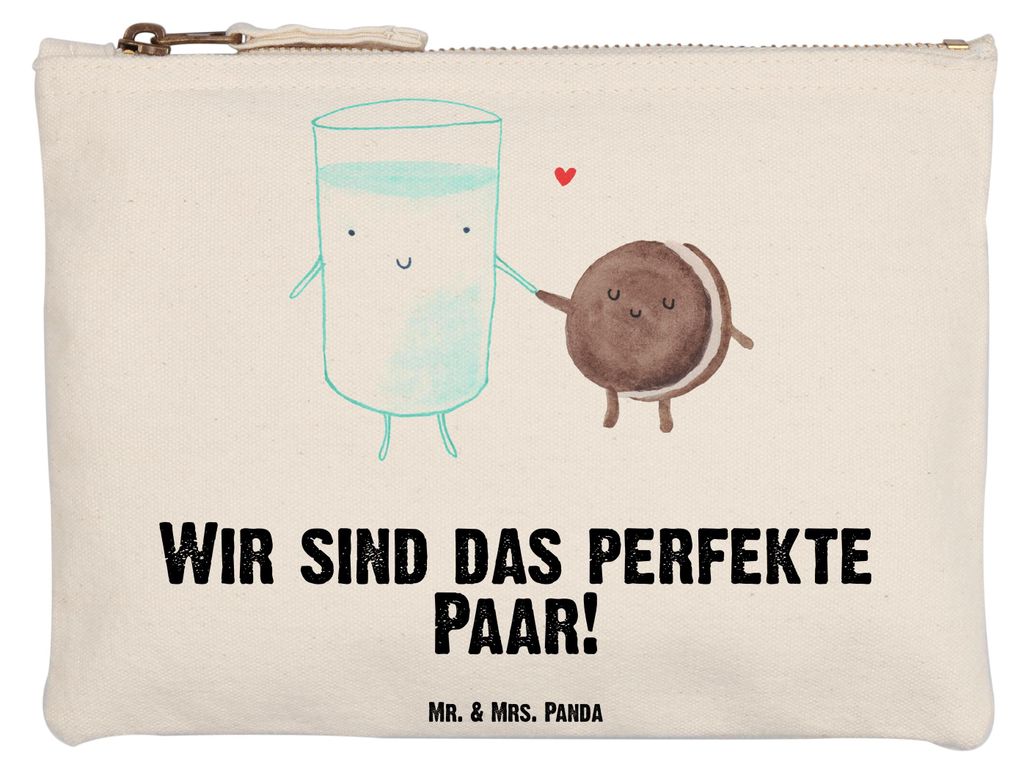 Mr. & Mrs. Panda Kulturbeutel Milch Keks Grösse XL Große - Weiß - Geschenk, Schlampermäppchen, Etui, pencil case, Kekse, Cookie, Kulturtasche, ...