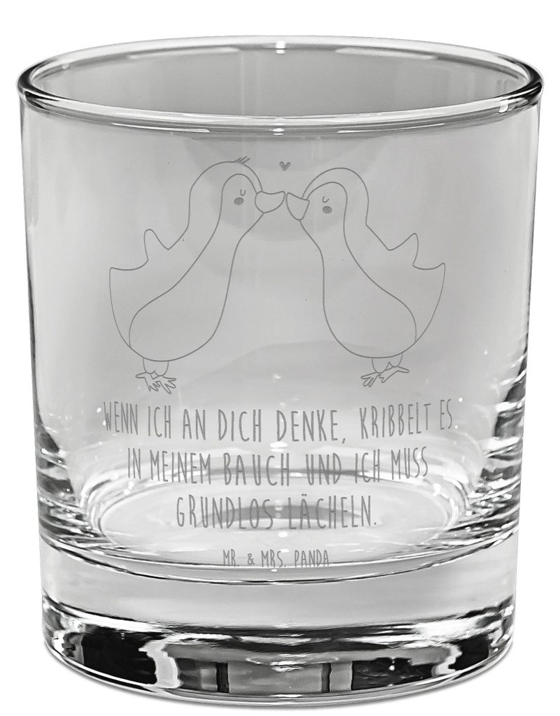 Mr. & Mrs. Panda Whiskyglas Pinguine Kuss - Transparent - Geschenk, Tumbler Glas, Mitbringsel, Whiskey, Hochzeitstag, Valentinstag, Freundin, Jahre...