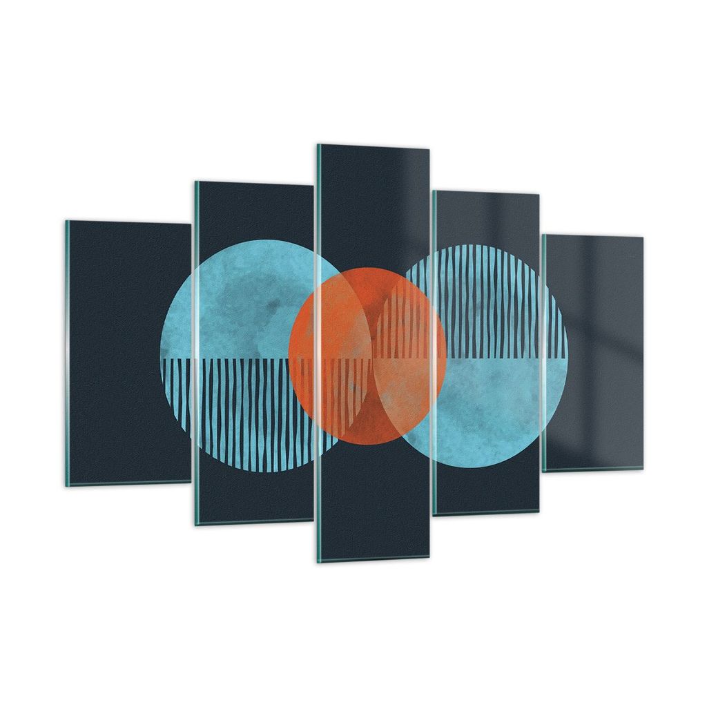 Bilder auf glas - 5 Teile - Abstraktion Räder Gürtel - 150x100cm - Glasbilder - Wandbilder - Bilder - zum Aufhängen bereit - Wanddekoration aus ...