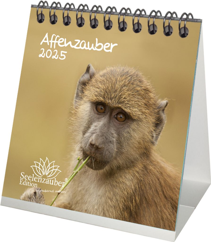 Affenzauber Kalender für 2025 Format 10cm x 10cm Affen - Seelenzauber