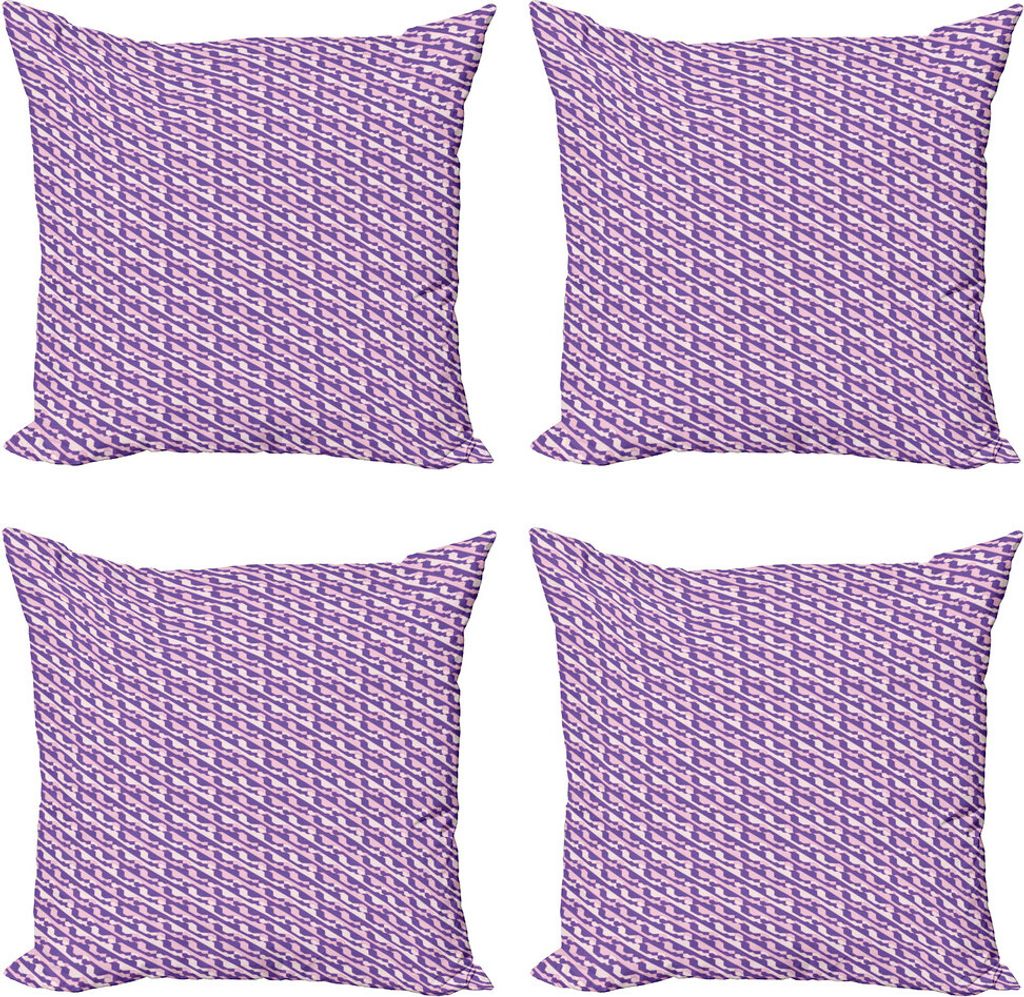 ABAKUHAUS abstrakte Geometrie Kissenbezug Set (4 Stück), 80er Jahre Stil Motive, Moderner Doppelseitiger Digitaldruck, 50 cm x 50 cm, Blau Violett...