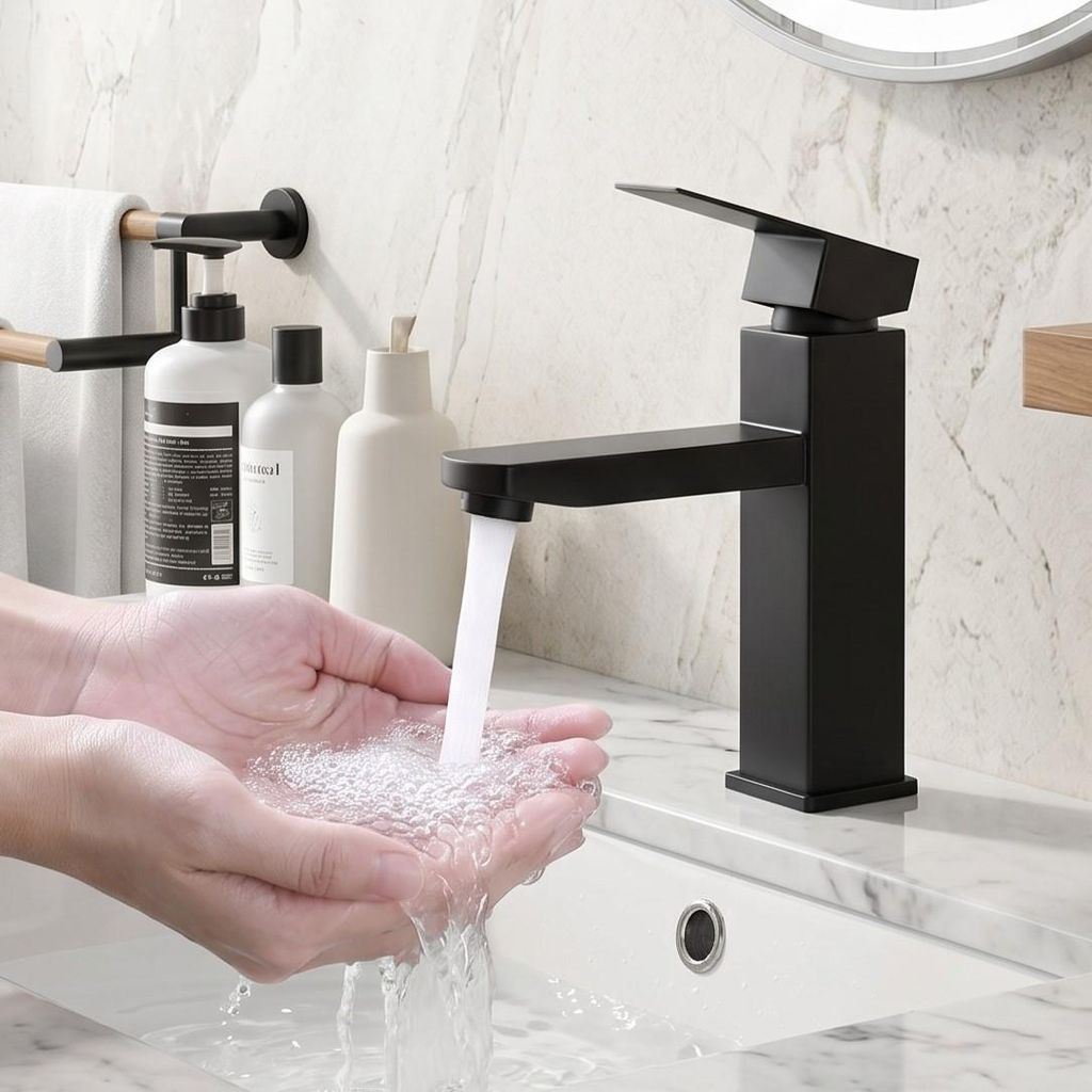 HOMELIVE Wasserhähne Schwarz Mischbatterie Duscharmaturen Waschtischarmaturen Badezimmer Wasserhahn Edelstahl Waschbeckenarmatur Waschtisch Schwarz