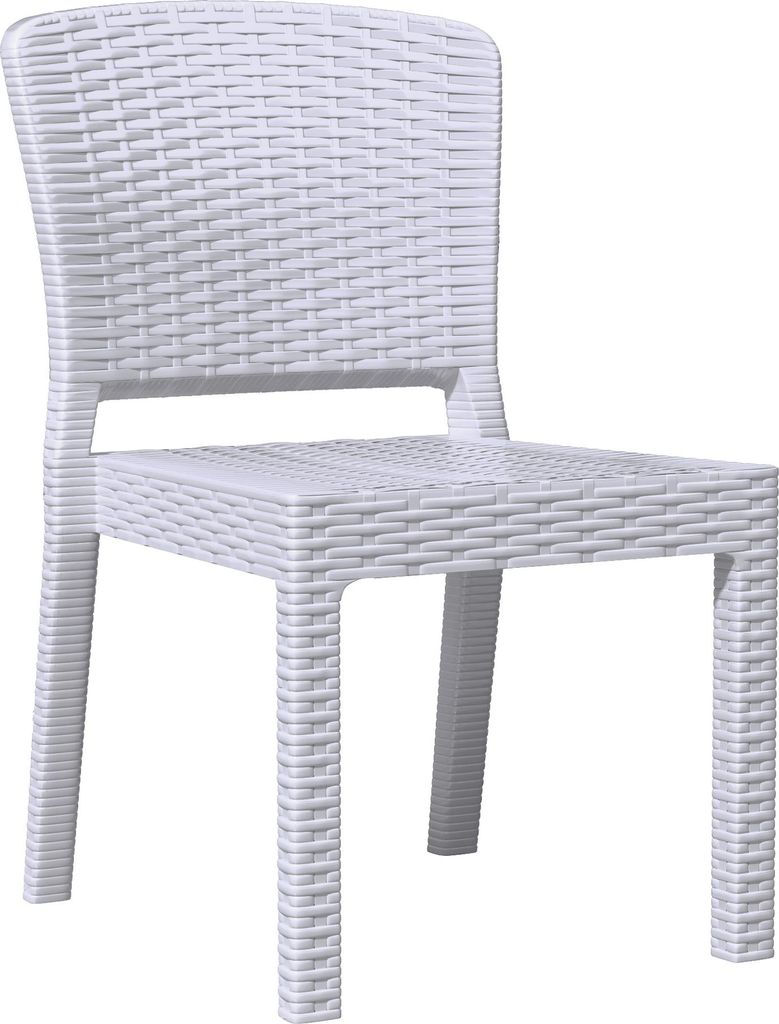 4er-Set RIO | Bistro Rattanstuhl | Weiß | Kunststoff | Stapelbar | Gastro Rattanstuhl, Outdoor Rattanstuhl, Terrassen Rattanstuhl