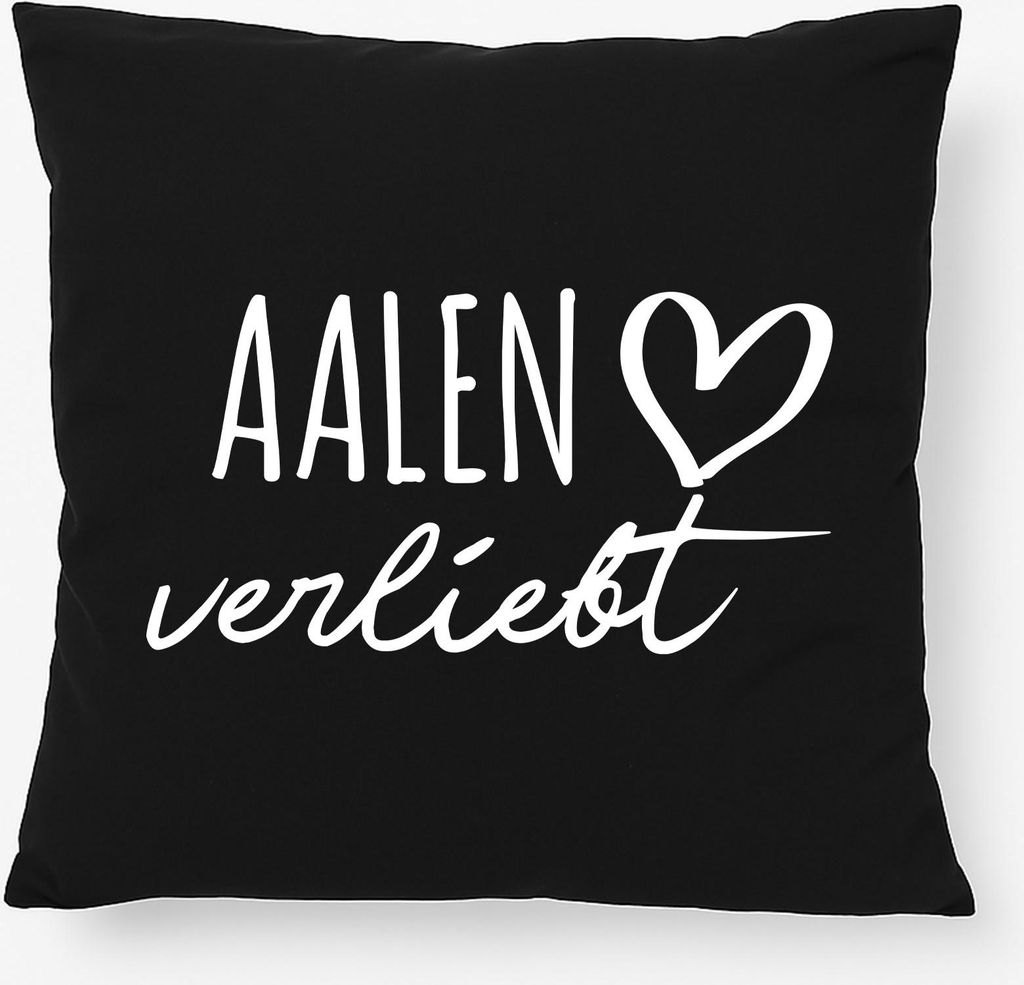 Huuraa Kissen Aalen verliebt 40x40cm mit Füllung Black Baumwolle Dekokissen Geschenkidee