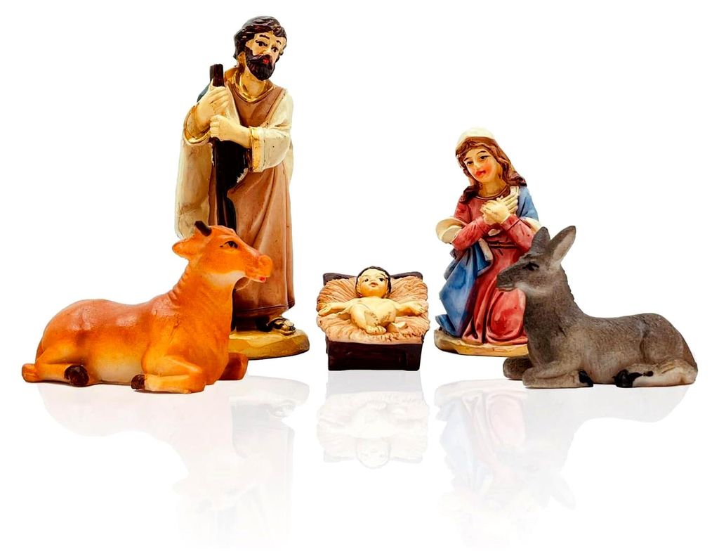 Gesar Krippenfiguren Set - 5 Stück aus Kunstharz, 3,5 cm, handbemalt