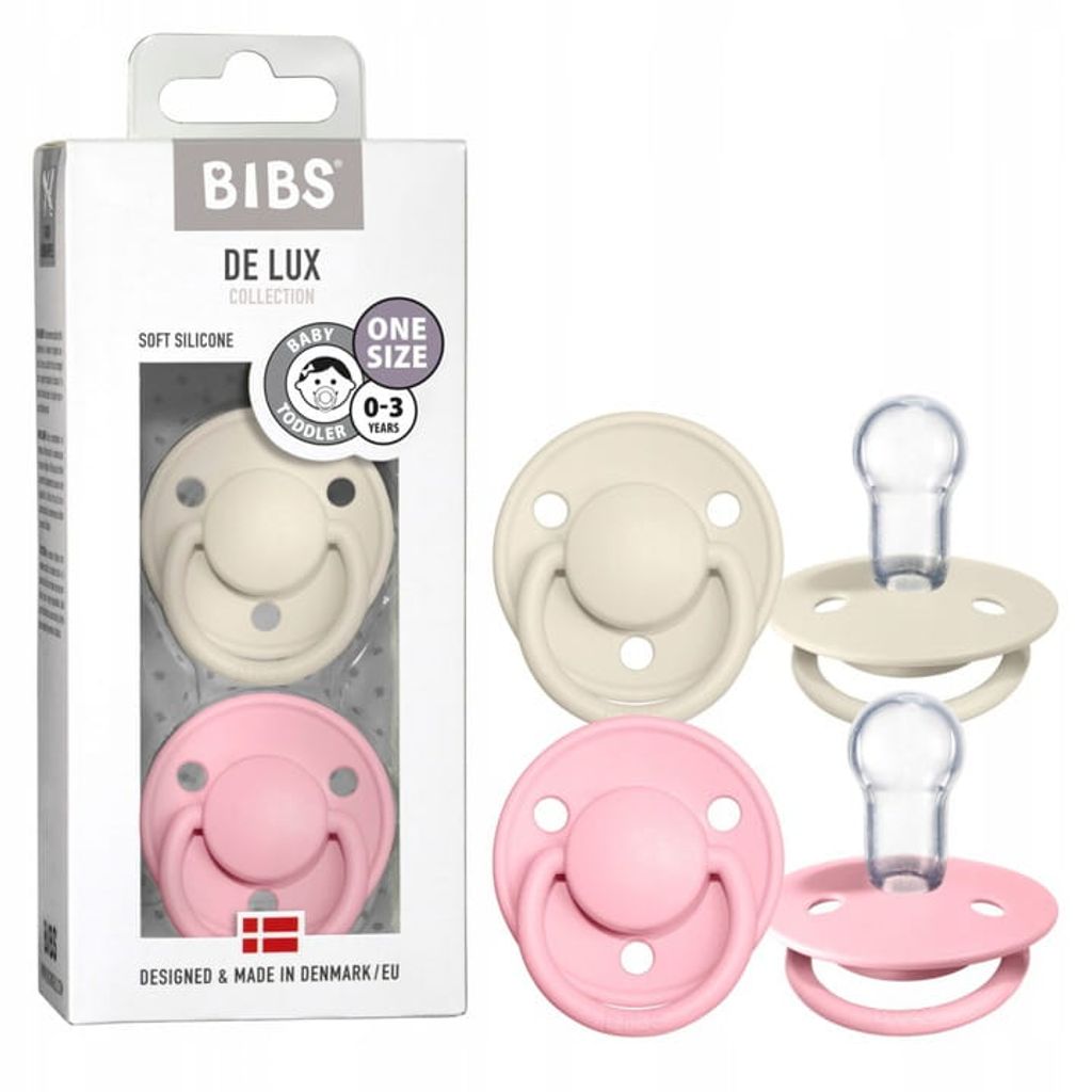 Bibs De Lux Beruhigungssauger Silikon 0-36 Monate Schnuller 2Pack Ivory/Baby Pink