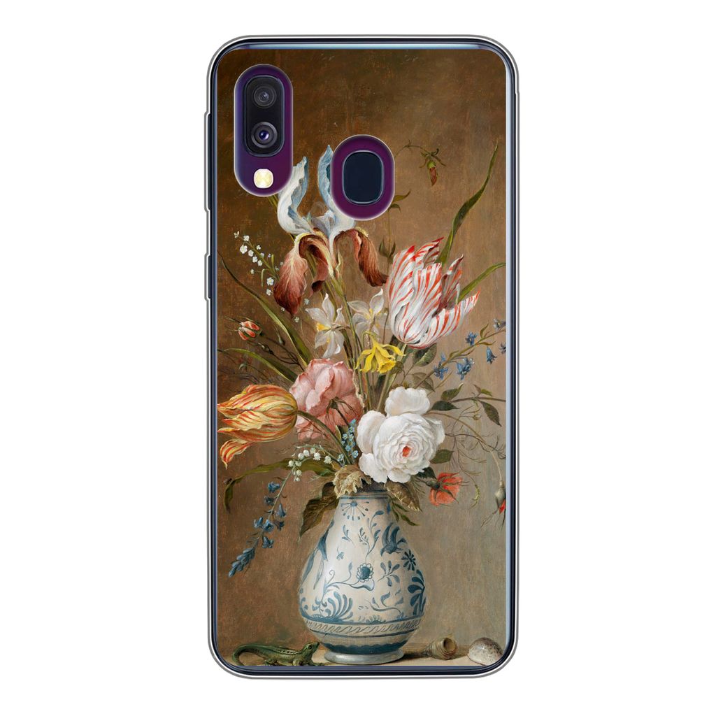 MuchoWow Handyhülle Schutzhülle Hülle für Samsung Galaxy A40 Stilleben mit Blumen - Balthasar van der Ast - Alte Meister Silikon Softcase Han...