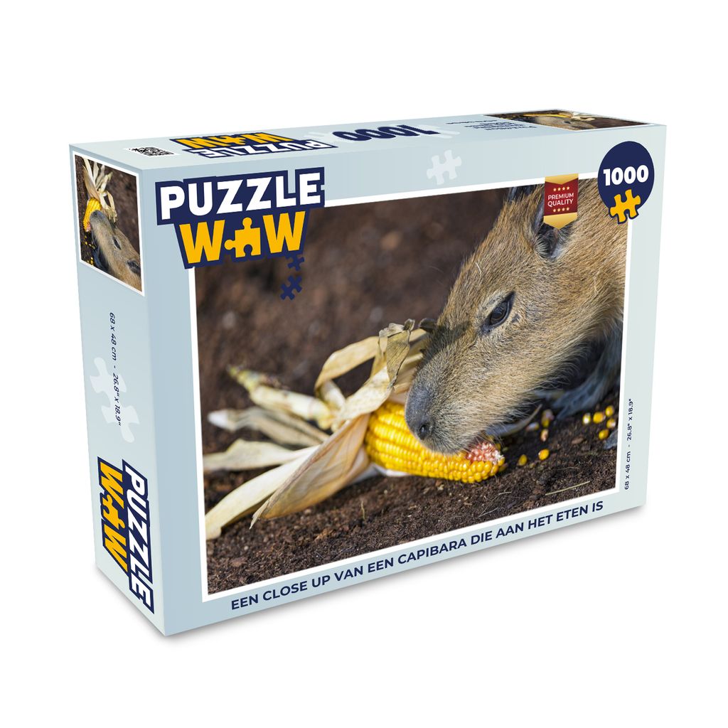MuchoWow Puzzle 1000 Teile Eine Nahaufnahme eines Wasserschweins beim Fressen - Erwachsene - Rätsel
