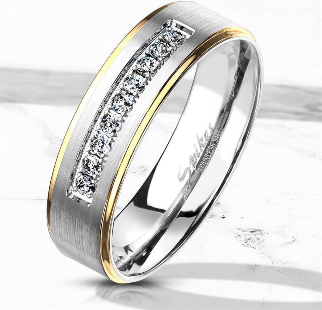 54 (17.2) Bungsa Kristallring mattsilber goldenen Außenringen