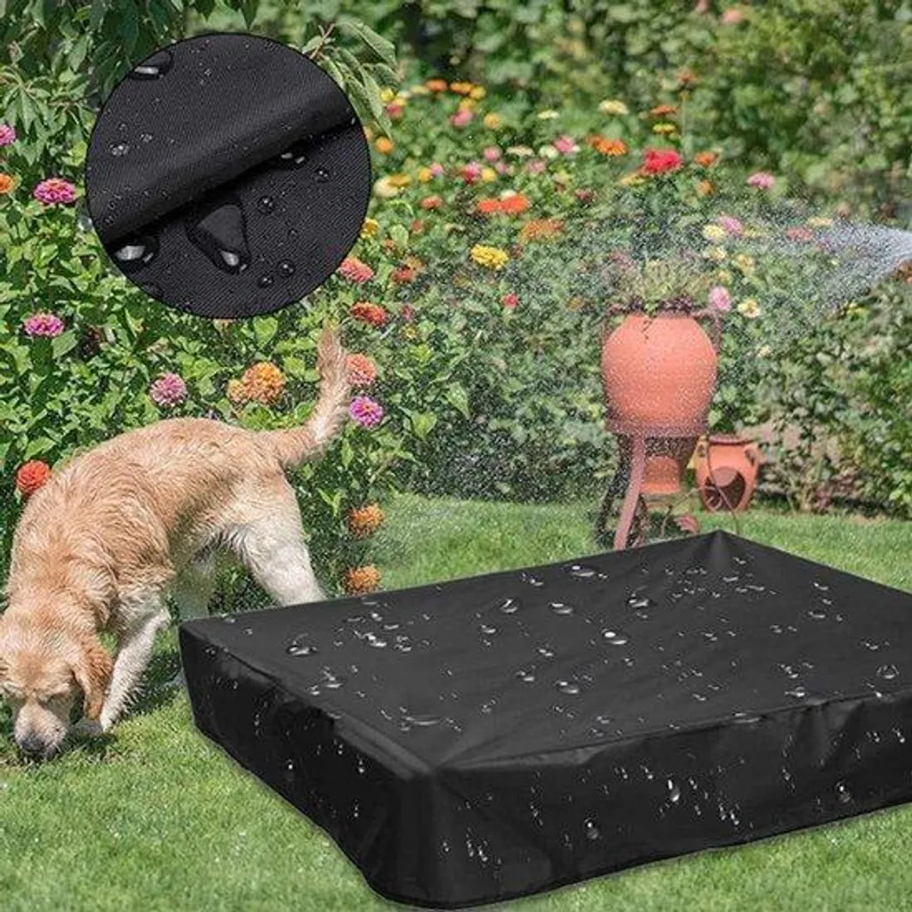 Housse de jardin 120x120x20 cm imperméable en Oxford noir résistant