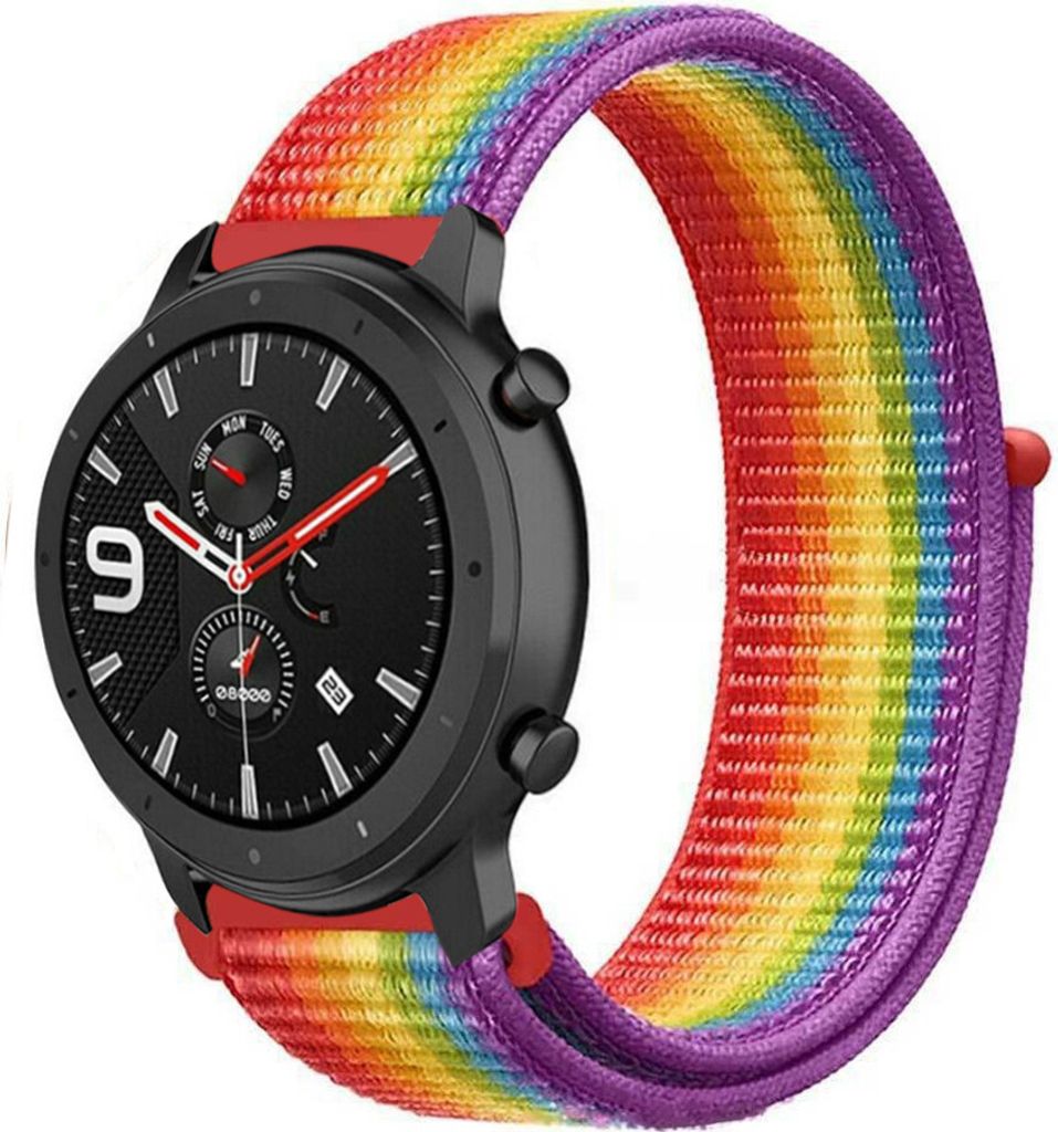 Strap-it Xiaomi Amazfit GTR Nylonarmband (Regenbogen)