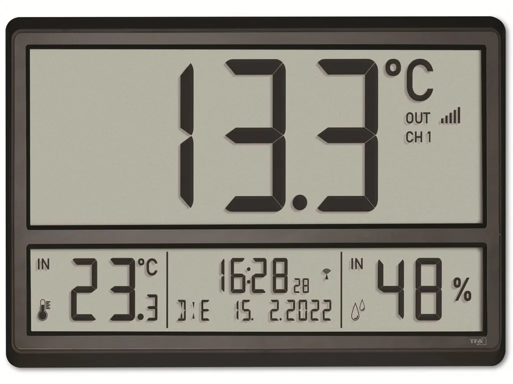 Horloge murale lisible à distance radio-pilotée TFA 60.4523.01 XXL