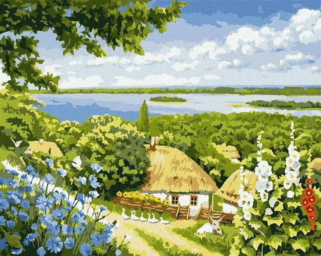 Kit Peinture par Numéros pour Adultes - Tableau Paysage Rural 40x50