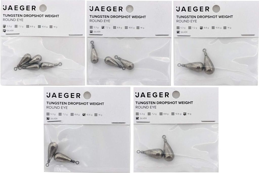Jaeger Fishing Tungsten Tear Drop Shot Weight Natural - Gewichte, Gewicht / Inhalt:14g / 2 Stück