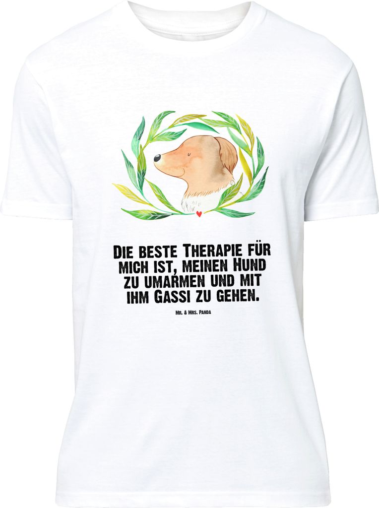 Mr. & Mrs. Panda Größe L T-Shirt Hund Blumen - Weiß - Geschenk, Umarmen, Sprüche, mit Spruch, Vierbeiner, Tshirt, Hunde, Shirt, Gassi gehen